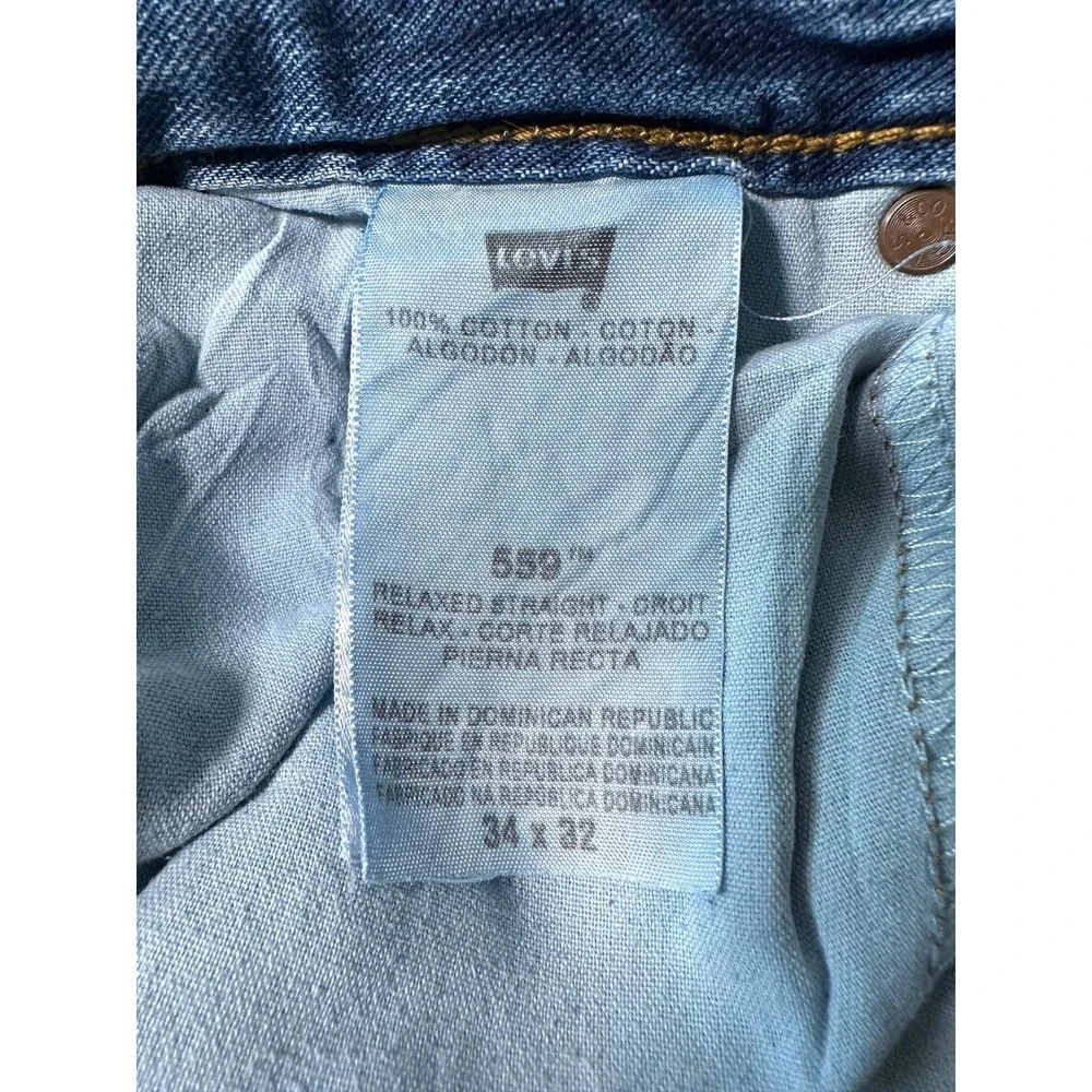 Levi's 559 Relaxed Straight Jeans Mens 34x32 Blue Denim Distressed Baggy Skater